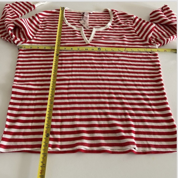 New Victoria’s Secret XL Stretch Thermal Pajama Set Candy Cane Stripe Red White - Picture 7 of 13
